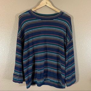 Sundry Cropped Sleeve Striped Sweater